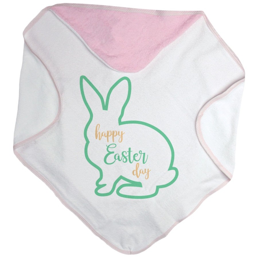 Accappatoio neonato happy easter day coniglietto stilizzato Pasqua