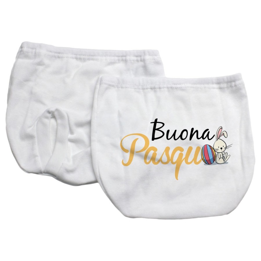 Mutandina copri-pannolino neonato buona pasqua coniglietto seduto Pasqua