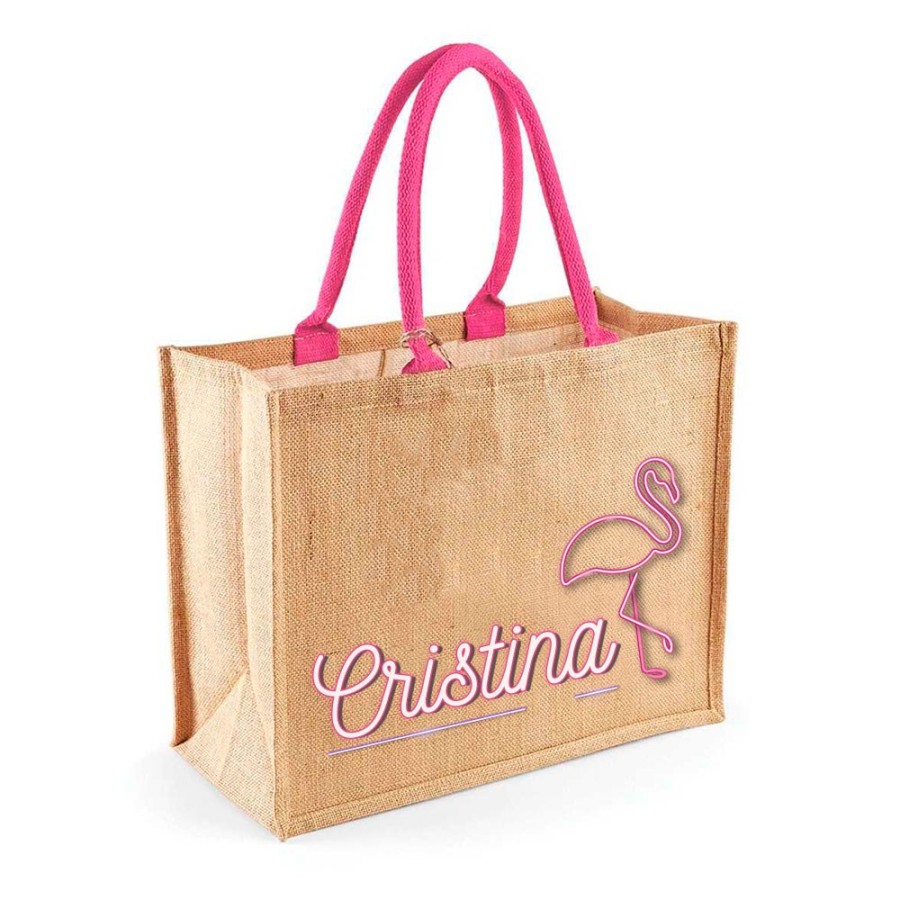 Borsa mare fenicottero personalizzata con nome Summer