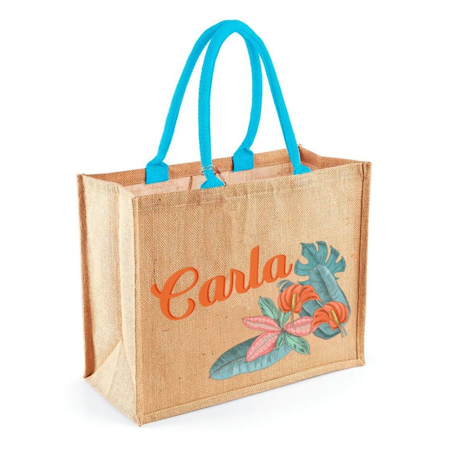 Borsa mare fiori e foglie personalizzata con nome Summer