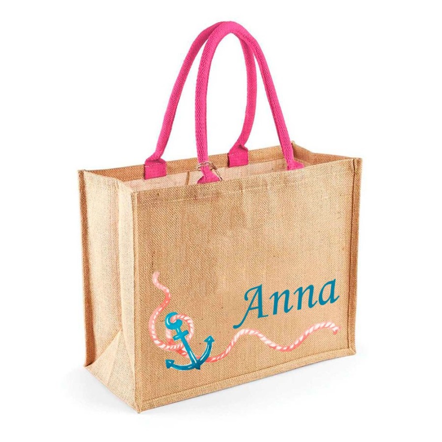 Borsa mare ancora watercolor personalizzata con nome Summer