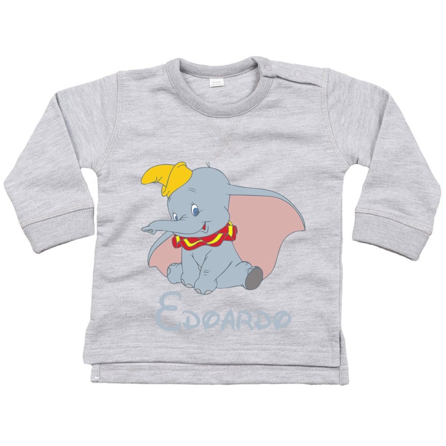 Felpa neonato personalizzata con nome dumbo Cartoon