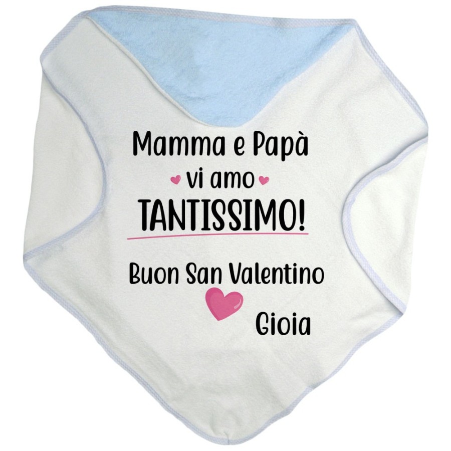 Accappatoio neonato personalizzato con nome mamma e papà vi amo tantissimo buon san valentino Love