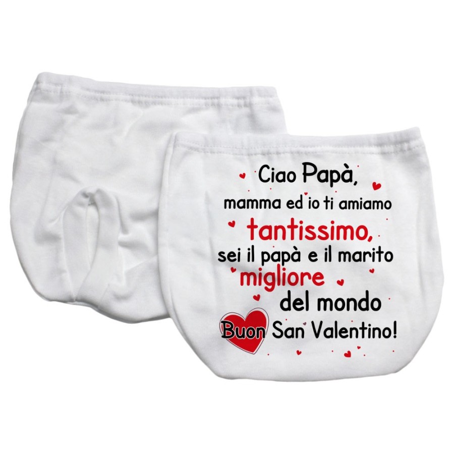 Mutandina copri-pannolino neonato papà mamma ed io ti amiamo tantissimo buon san valentino Love