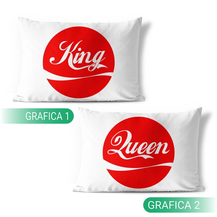 Coppia di federe personalizzabili con nome king e queen cola Love