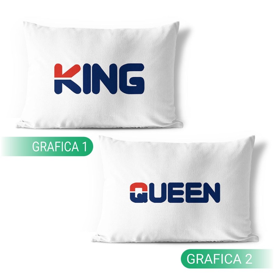 Coppia di federe personalizzabili con nome king e queen fila Love