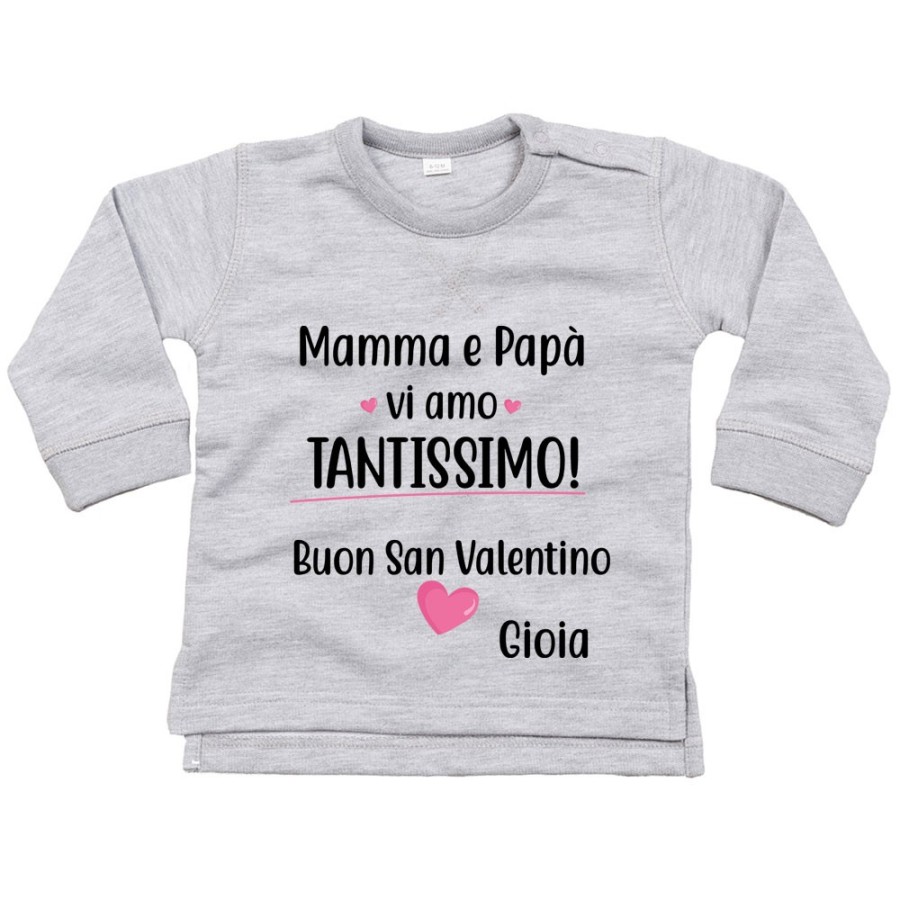 Felpa neonato personalizzato con nome mamma e papà vi amo tantissimo buon san valentino Love