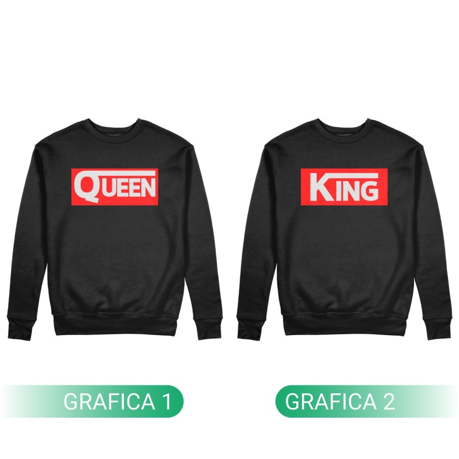 Coppia di felpe personalizzabili con nomi v king e v queen Love