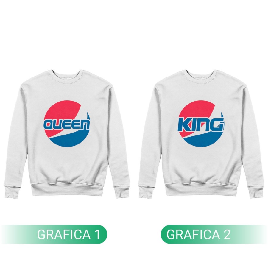 Coppia di felpe personalizzabili con nome king e queen pepsi Love