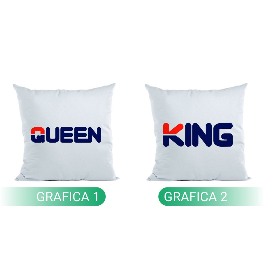 Coppia di cuscini personalizzabili con nome king e queen fila Love